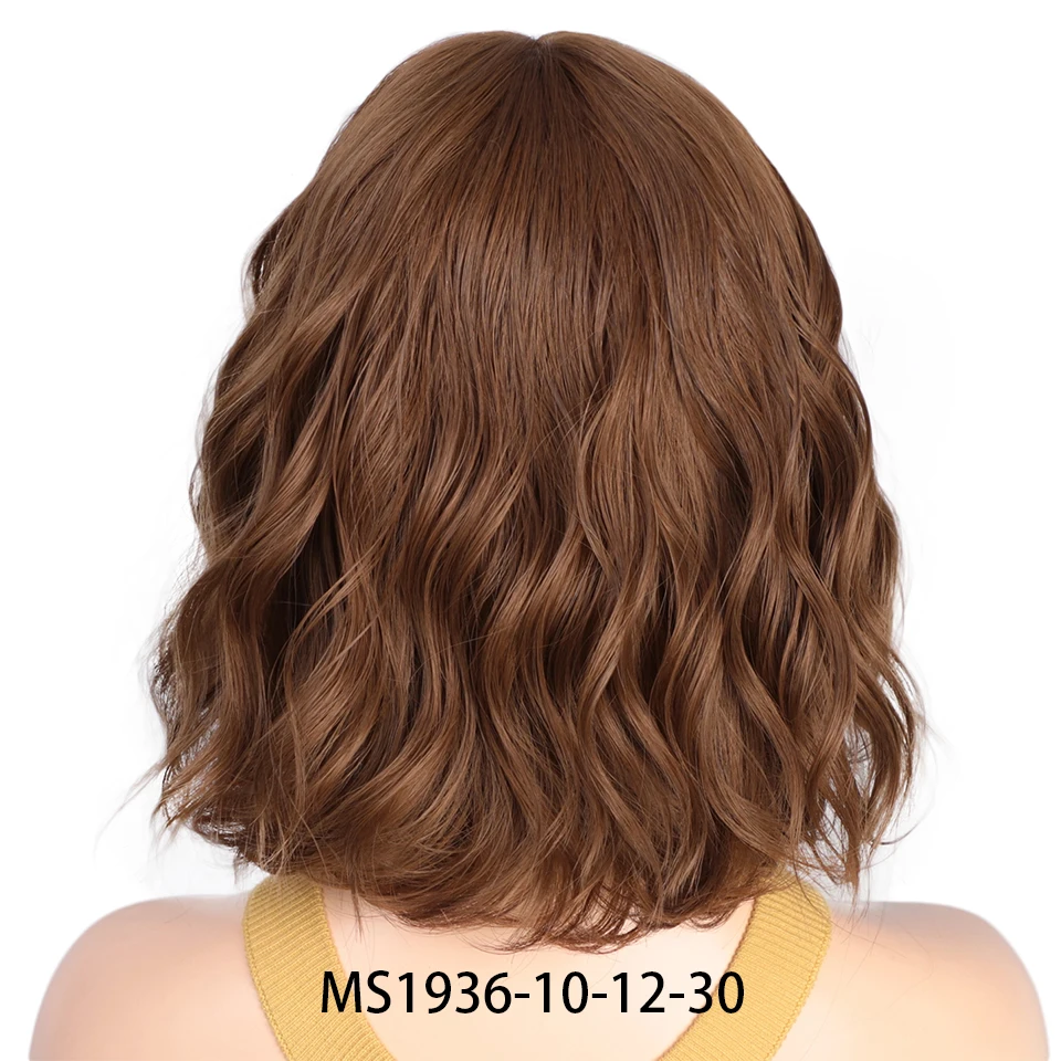AISI BEAUTY Cut синтетические короткие парики для женщин черные с челкой пучки волос влажная волна парик натуральный косплей фиолетовый розовый - Цвет: MS1936-10-12-30