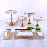 new arrive 2021 gold mirror cupcake stand crystal metal creative home large fruit plate fruit basket home set cake tool