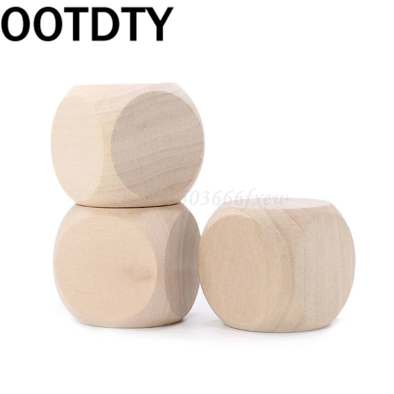 40 мм пустое дерево игральные кости Детские игрушки печать гравировка живопись DIY