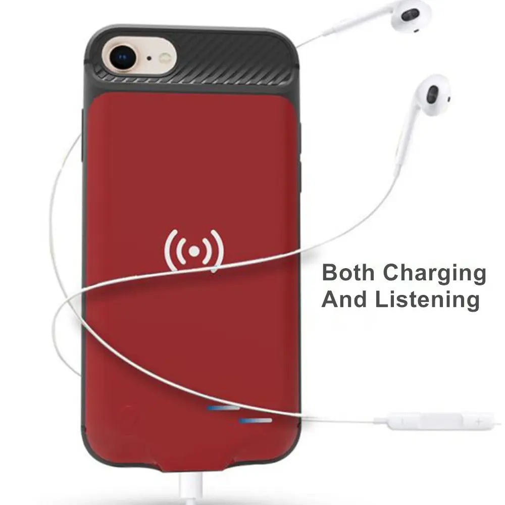 

3800 мАч батарея зарядное устройство чехол для iPhone 6, 6S, 7, 8, ультра-тонкий беспроводной зарядки аудио выход мягкий силиконовый портативная Зар...