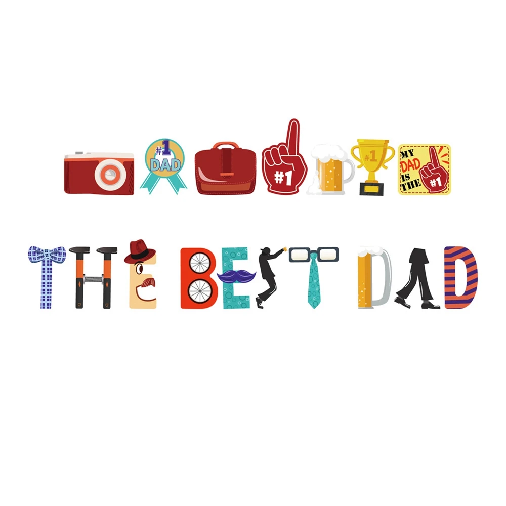 

Father's Day Banner Best Dad Garland Party Supplies Happy Dads Day Celebration Banner Photo Prop Hanging Party Decorations