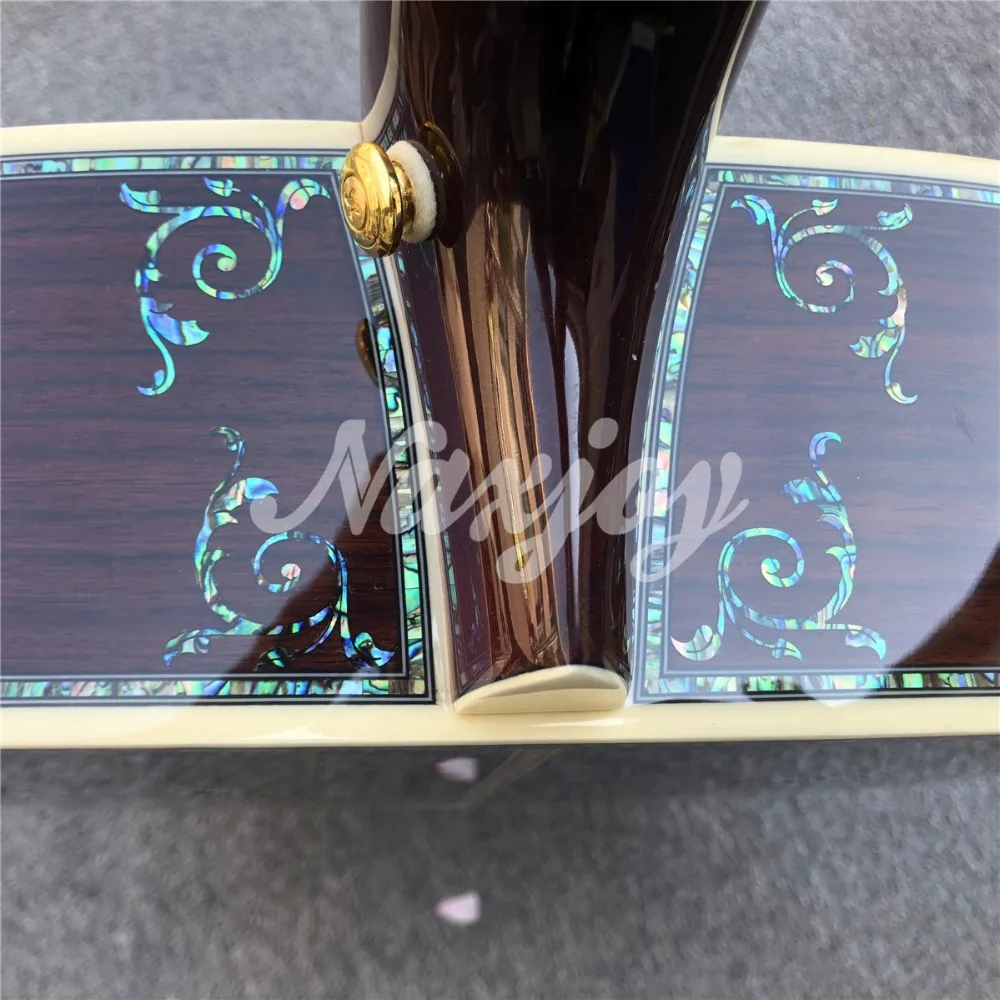 Sunburst solid spruce top 41 дюймов D стиль Акустическая гитара, Abalone связывание и вставки, гриф из черного дерева, гитара ra acustica
