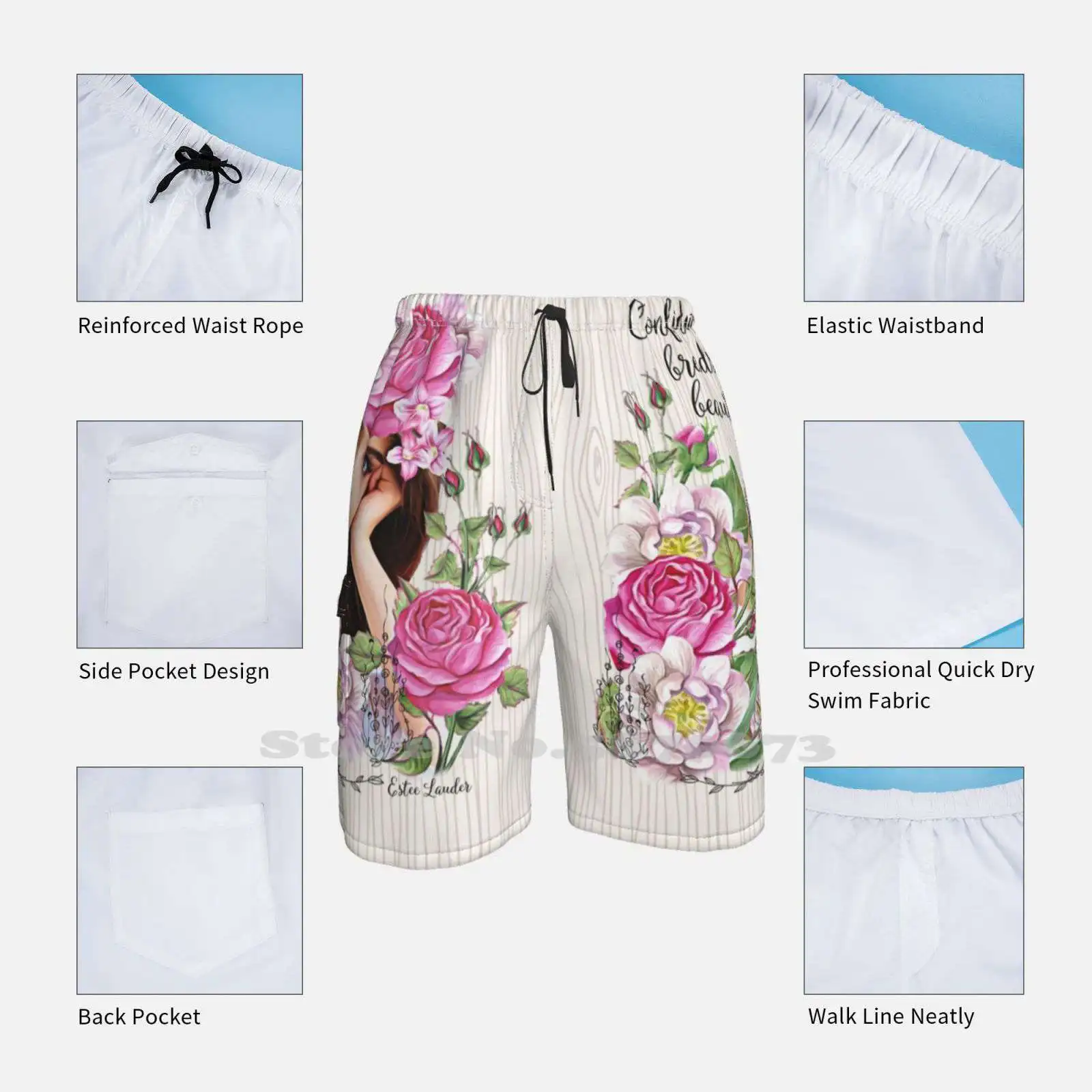 Спортивные пляжные шорты уверенности в красоте цифровое искусство свободные