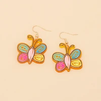 sindlan 1pair vintage cute multi color butterfly pendant earrings for women fairy grunge female korean fashion jewelry aretes