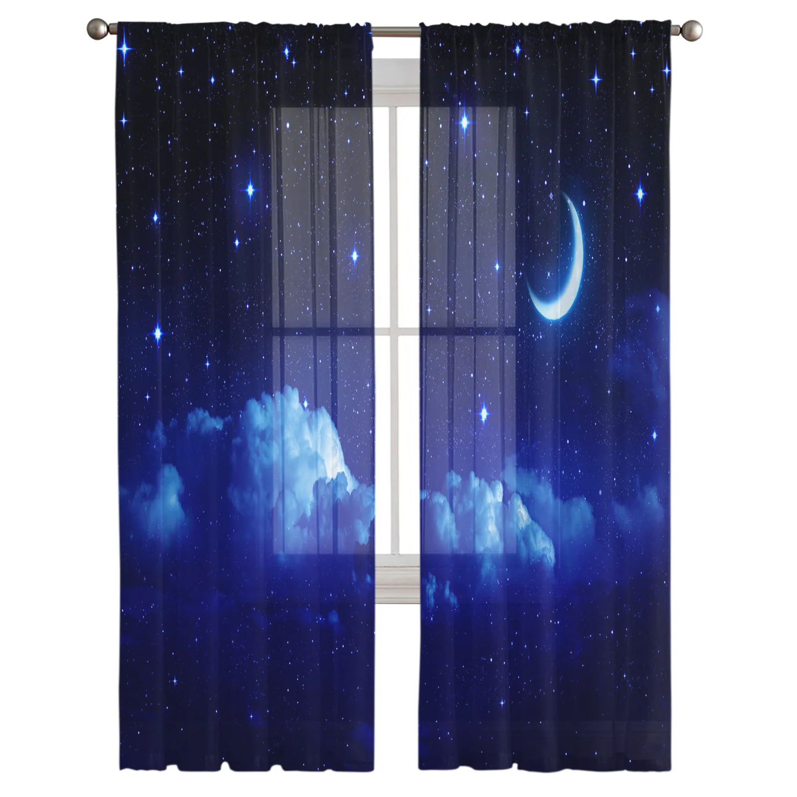Ночное небо звезды тюлевые занавески для окна Гостиная Спальня Кухня шифон