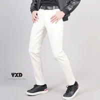 new brand spring autumn men leather pants slim fit elastic style male fashion pu leather trousers man punk cosplay dance pants