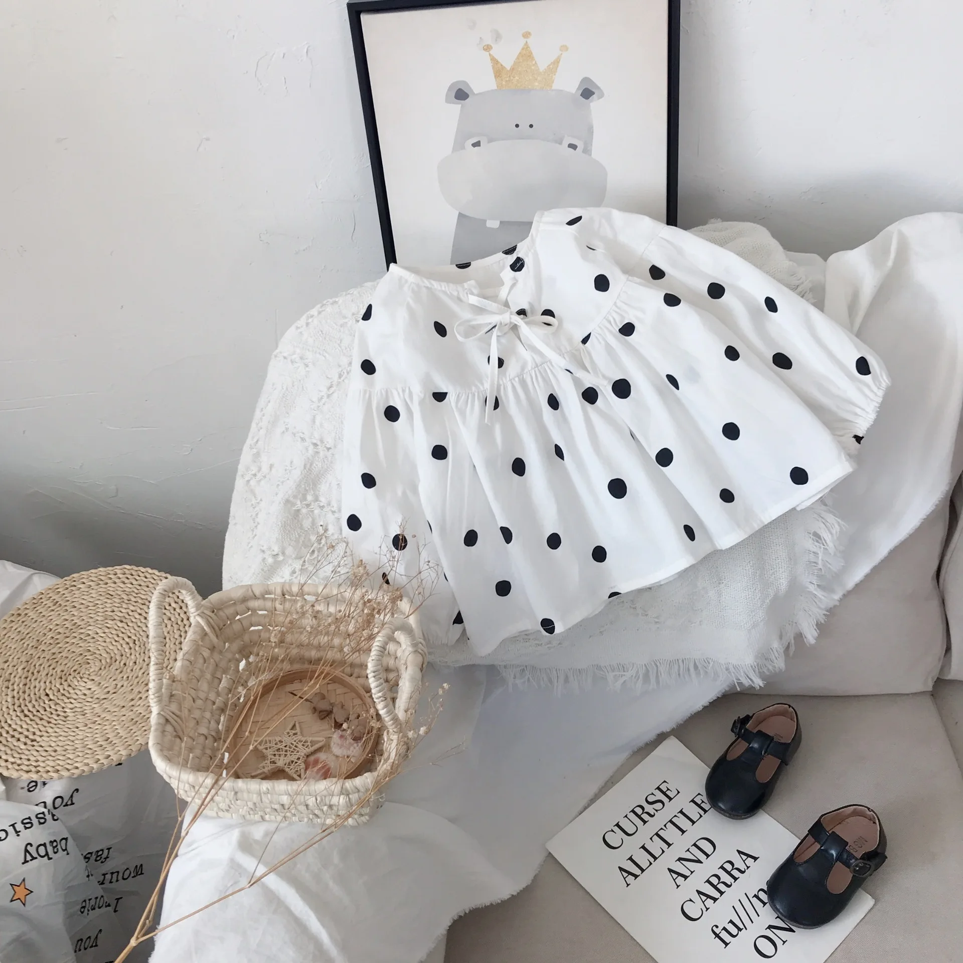 

Pretty Fall Clothes for Toddler Girls Dots Long Sleeve Blouses Spring Fashion Korean Little Children Costume Birthday Outfits