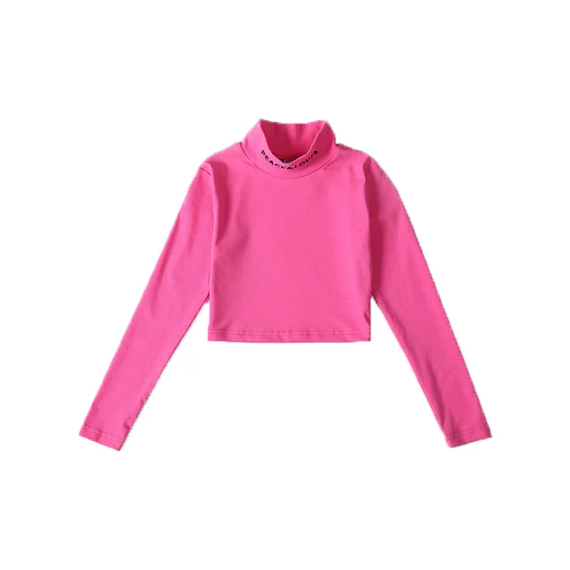 rose tops Крутая детская одежда в стиле хип-хоп свитер с высоким горлом зеленый топ, повседневные штаны для бега для девочек, костюм для джазовых танцев, одежда - Цвет: rose tops