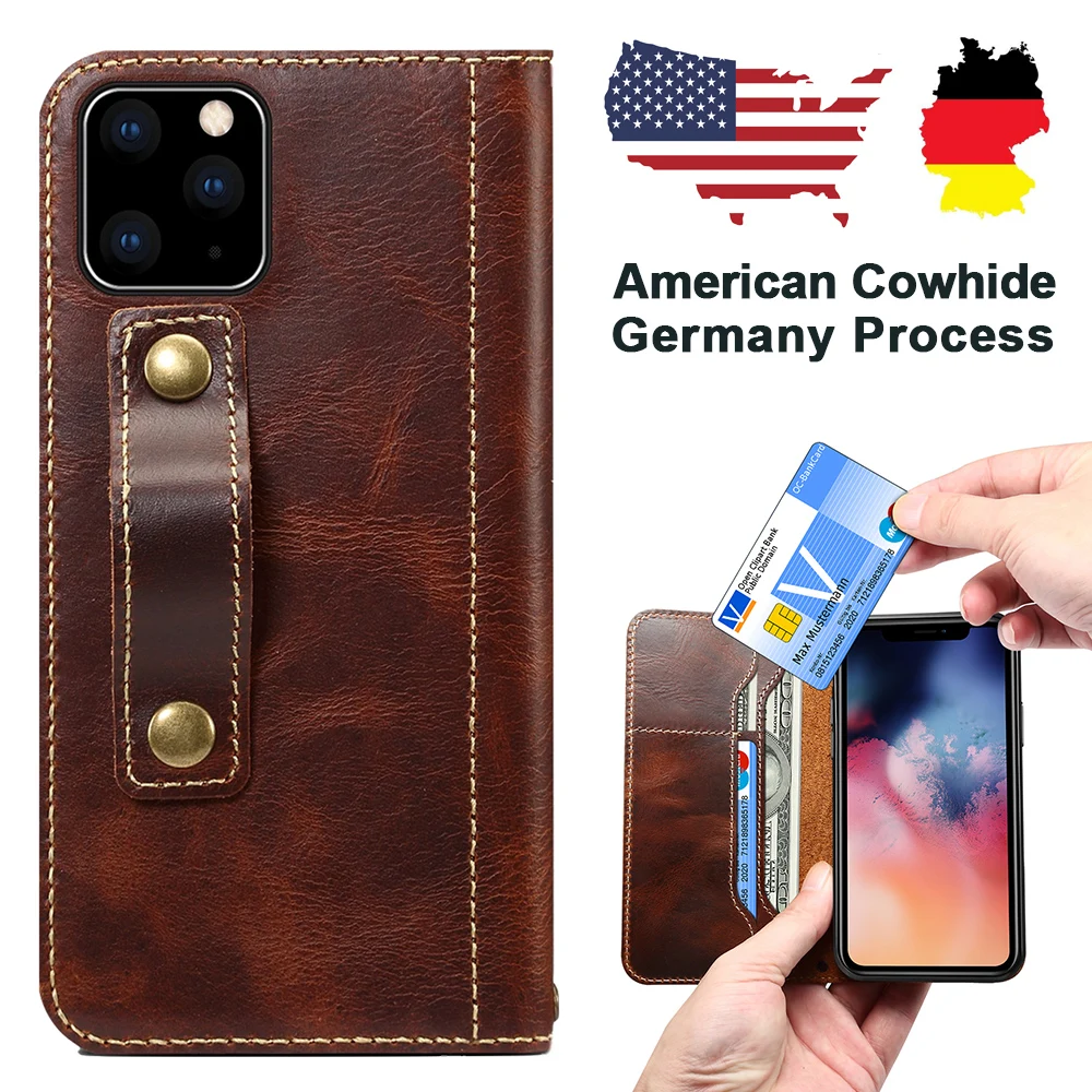 Чехол из воловьей кожи для iPhone 11 Pro Max ручной работы в стиле ретро Роскошный чехол