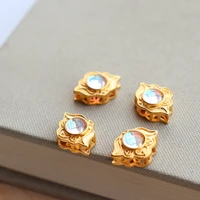 copper plated 18k gufa gold gradient glass flower shaped beads are used for diy necklaces earrings accessories jewelry and h