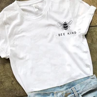 bee kind pocket print tshirt women tumblr save the bees graphic tees women plus size t shirts cotton o neck tops drop shipping