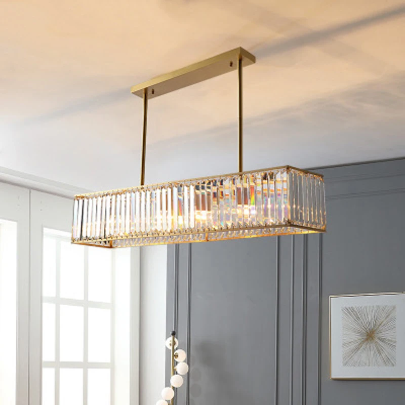 Золотистый Современный хрустальный подвесной светильник для столовой латунный