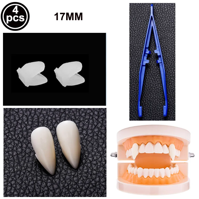 

2 Pairs Vampire Teeth Fangs Dentures Props Elf Ears Halloween Costume Props False Teeth Elf Ears Set Party DIY Decor