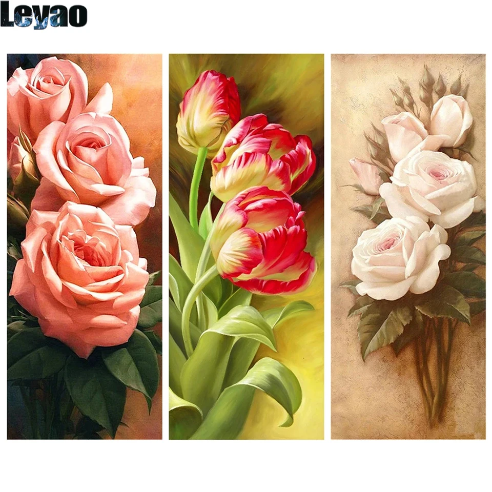 

Алмазная вышивка с цветком 5D, алмазная живопись «сделай сам», настенная живопись, полноразмерная круглая вышивка крестиком, художественный...