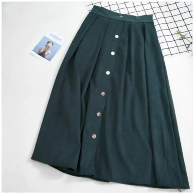 

2020 Spring Vintage Elegant Solid Mid-calf Skirts Woman High Waisted Skirt for Women Elastic Waist A-line OL Skirt 2020 Summer
