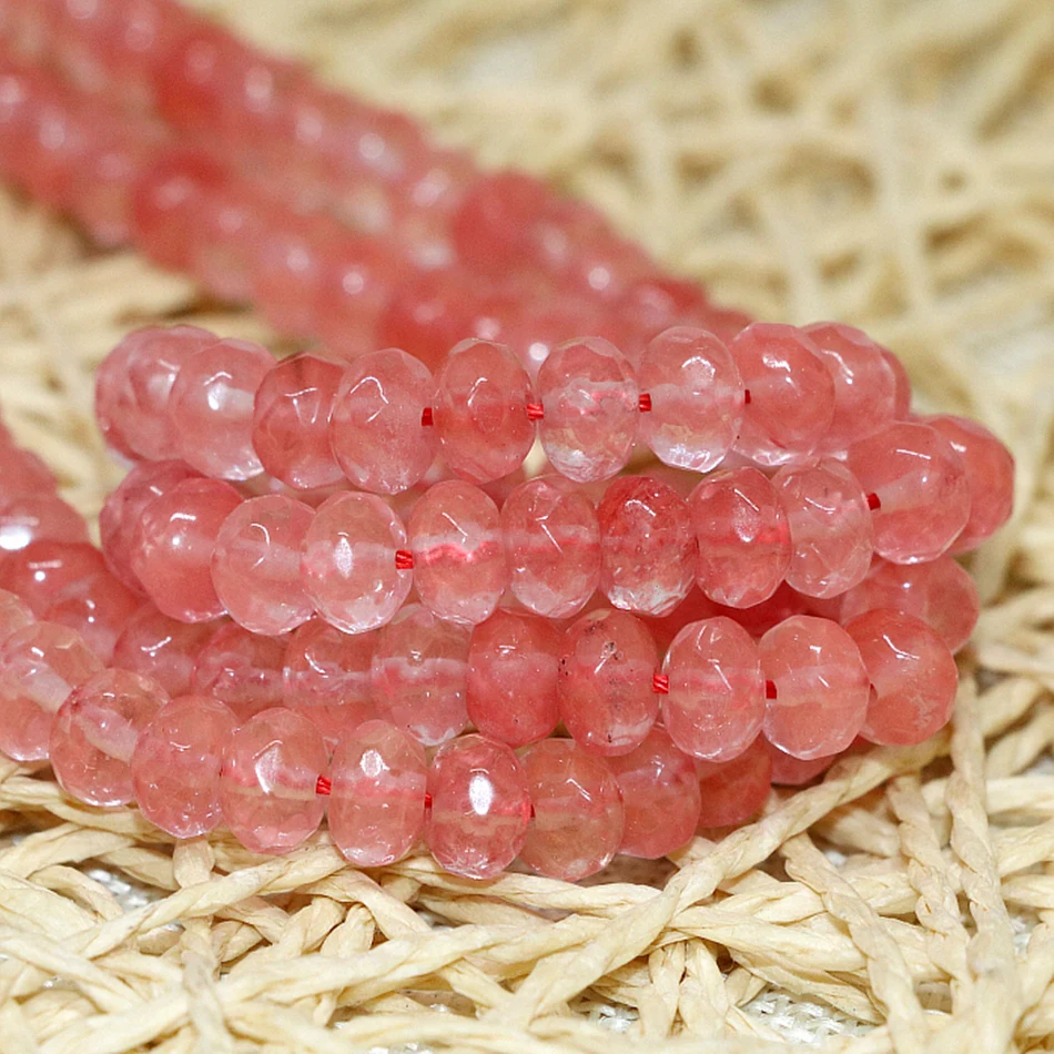 

Pink Watermelon Tourmaline Crystal 5x8mm Abacus Rondelle Faceted Stone Jasper Loose Beads Jewelry making 15inch MY4320