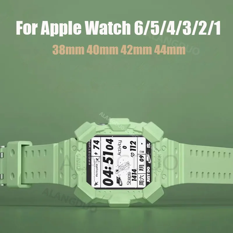 

2021 Sport Strap For Apple Watch band 44mm 40mm 38mm 42mm Colorful Bracelet for iWatch Series 6 SE 5 4 3 Strap Protective case