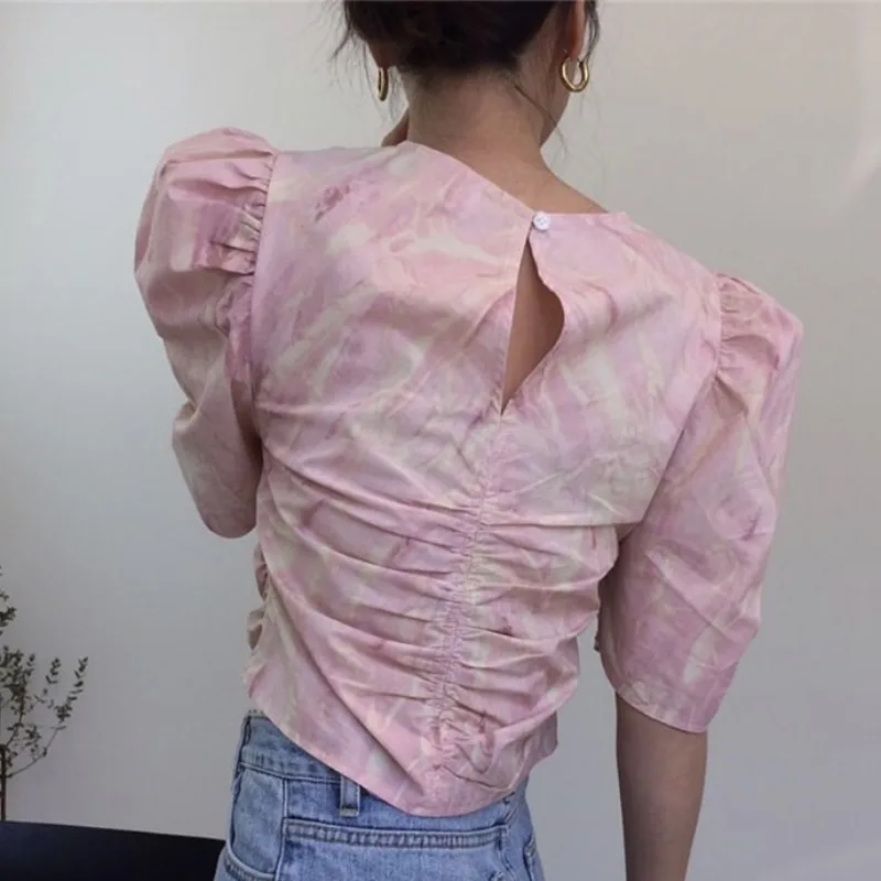 

French Style Top for Women Western Style Youthful-Looking Design Sense Hong Kong Style Loose Puff Sleeve Salty Sweet Niche Short