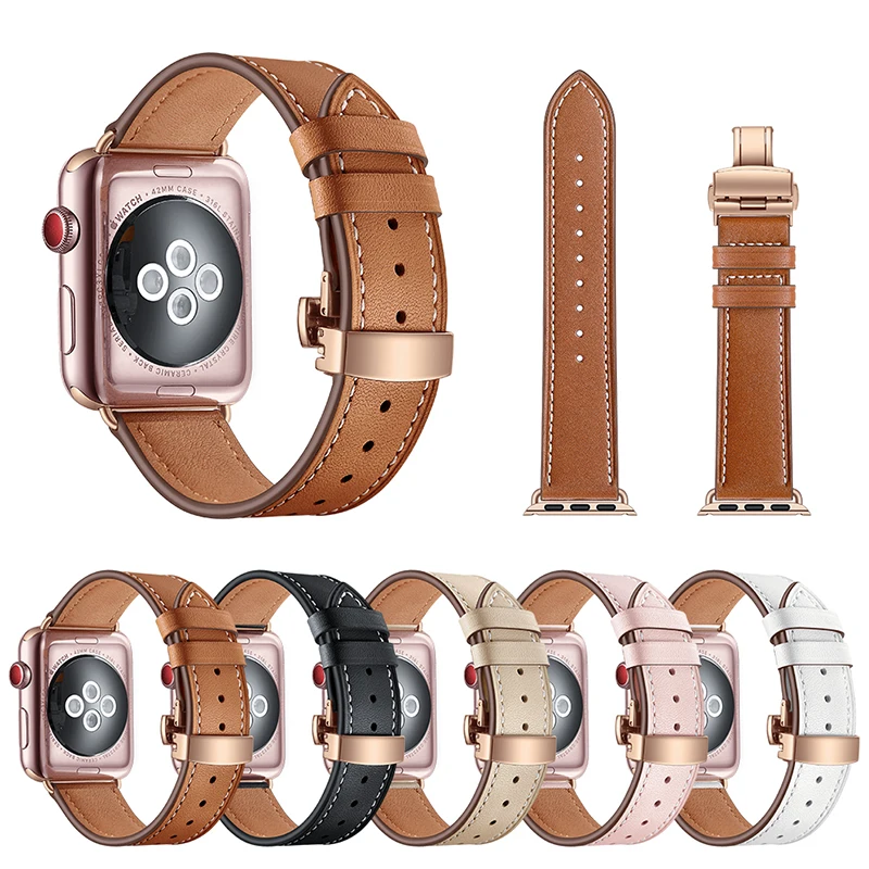 Ремешок для часов из натуральной кожи iWatch Apple Watch Series 5 4 3 2 1 38 мм 40 42 сменный ремешок
