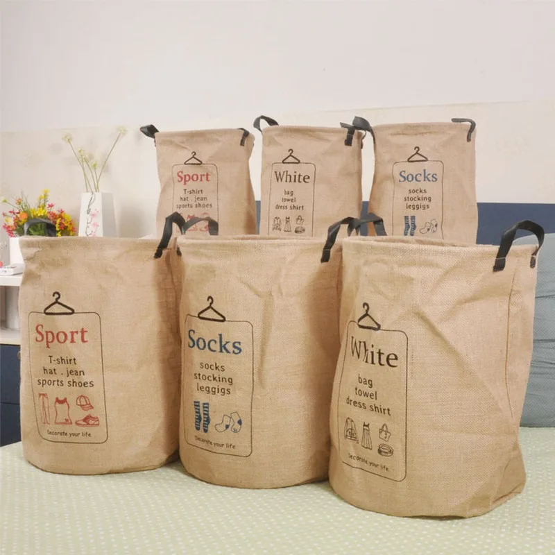 Джутовый мешок для белья Холщовый органайзер корзина сумки бюстгальтеров