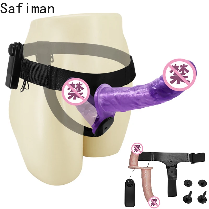 Носимый вибратор двойной Дилдо страпон интимные игрушки для женщин мужчин пар