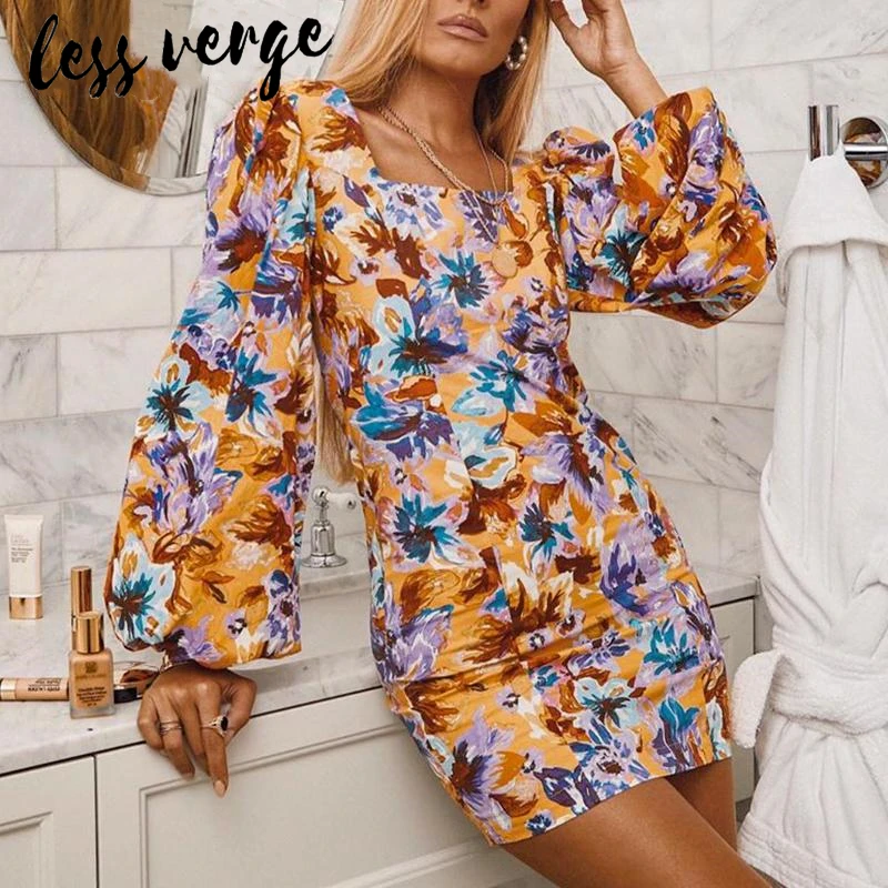 Lessverge повседневное короткое винтажное платье с цветочным принтом женские милые
