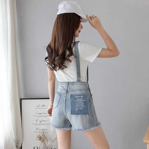 

New Summer Casual High Waist Denim Strap Shorts Female Overalls Harajuku Kawaii Sling Playsuit Cute Women Rompers Mujer