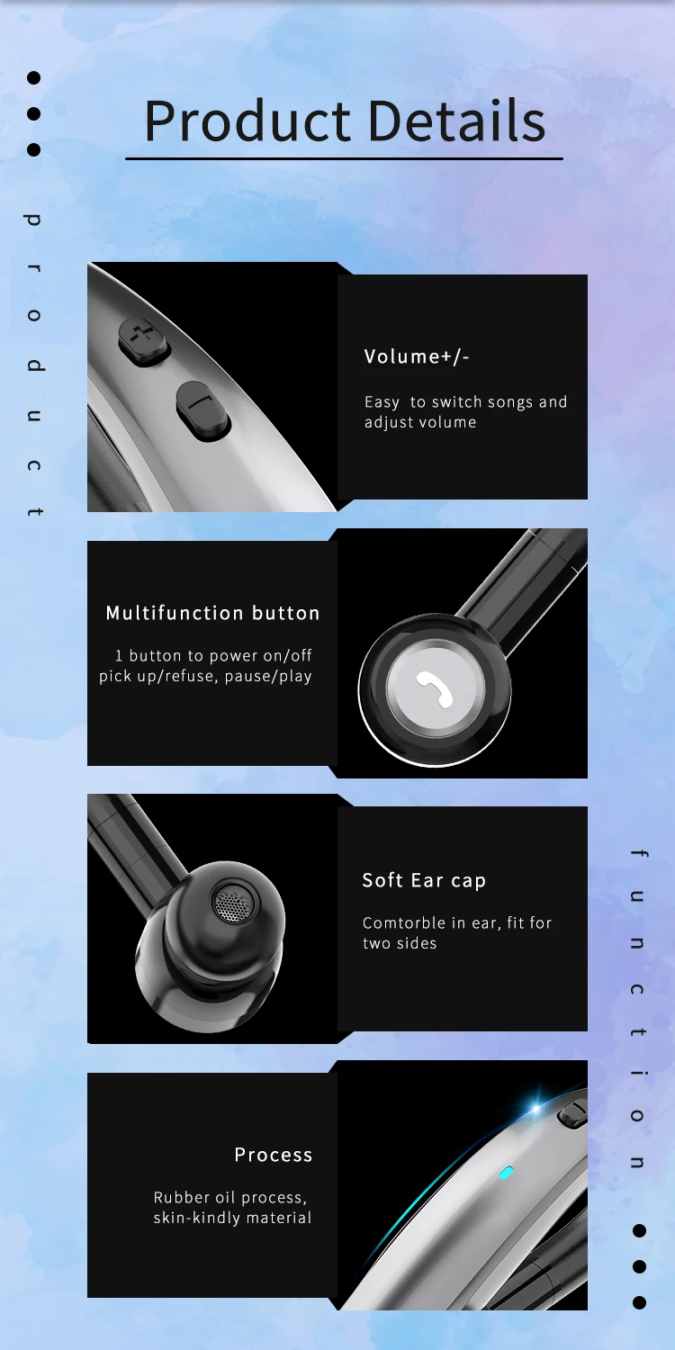 IPUDIS 5,0 Быстрая зарядка Bluetooth наушники крюк беспроводная гарнитура Handfree 190 мАч с микрофоном
