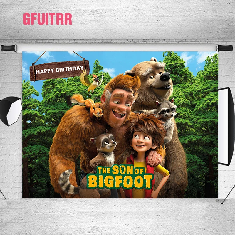 

GFUITRR Бигфут Семейные Фото фоны с днем рождения фотографии фоны пользовательский мультфильм плакат украшения Фотостудия