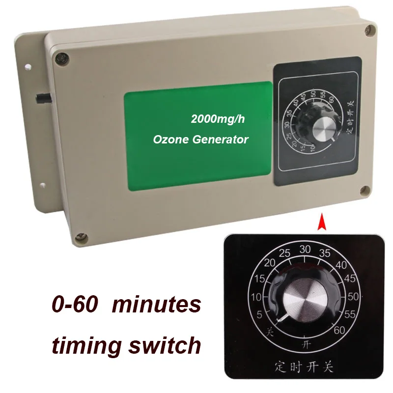 

2000mg/h Ozone Generator Machine with 60 minutes Timer for Fruits vegetables meat Food Water Air Sterilizer Purifier treatment
