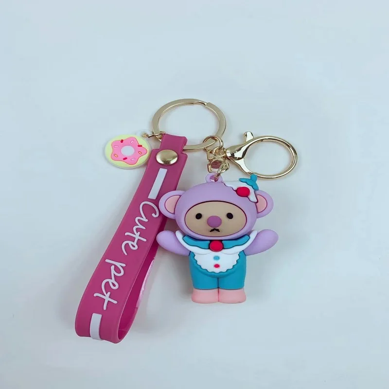 

2020 New Animal Keychain Lovely Teddy bear KeyRing fashionable charm soft rubber PVC kKeychains wholesale