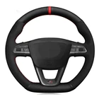 Чехол рулевого колеса автомобиля DIY черная натуральная кожа замша для Seat Leon Cupra R Leon ST Cupra Ateca FR