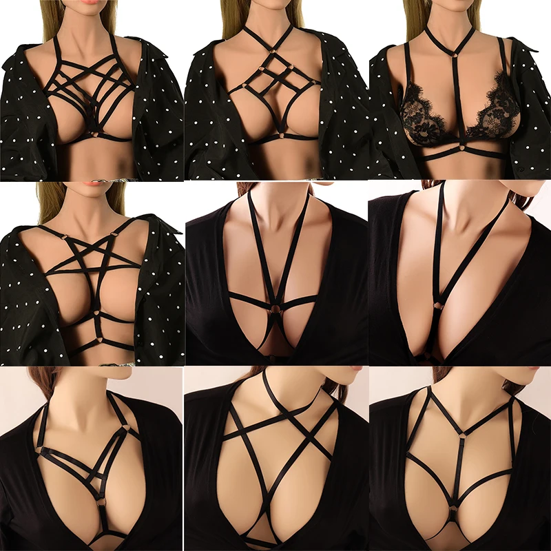 

Sexy Pentagram Sword Belt Ladies Women Body Harness Bra Chest Bondage Erotic Lingerie Cage Bra Gothic Garter Belt Suspenders