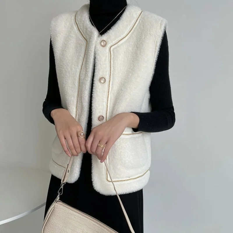 Корейская темпераментная модная одежда белый жилет без рукавов с V-образным