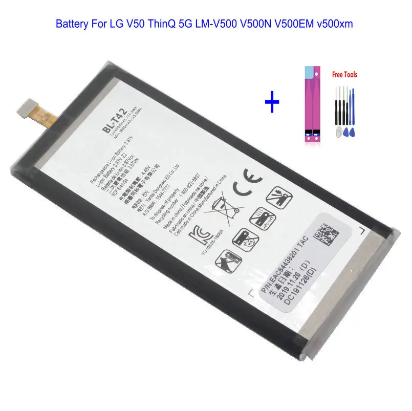 1x4000 мА/ч 15.5Wh BL T42 BLT42 Батарея для LG V50 ThinQ 5G LM V500 V500N V500EM v500xm Bateria Batterij + ремонт Tooks
