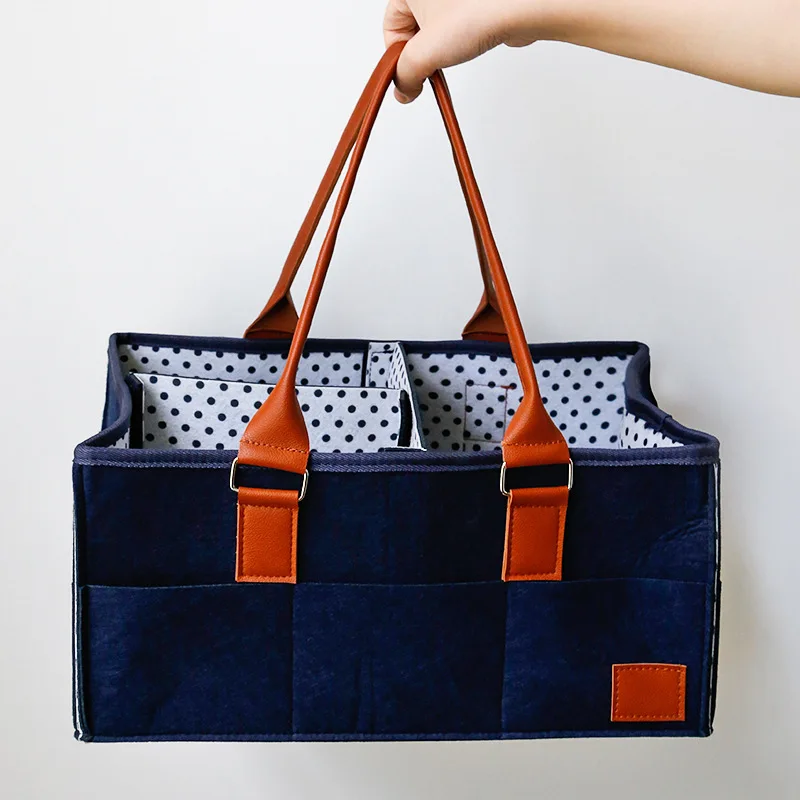 

Baby Diaper Caddy Organizer Portable Holder Bag for Changing Table Car Kids Diaper Nappy Maternity Handbags Felt Storage Basket