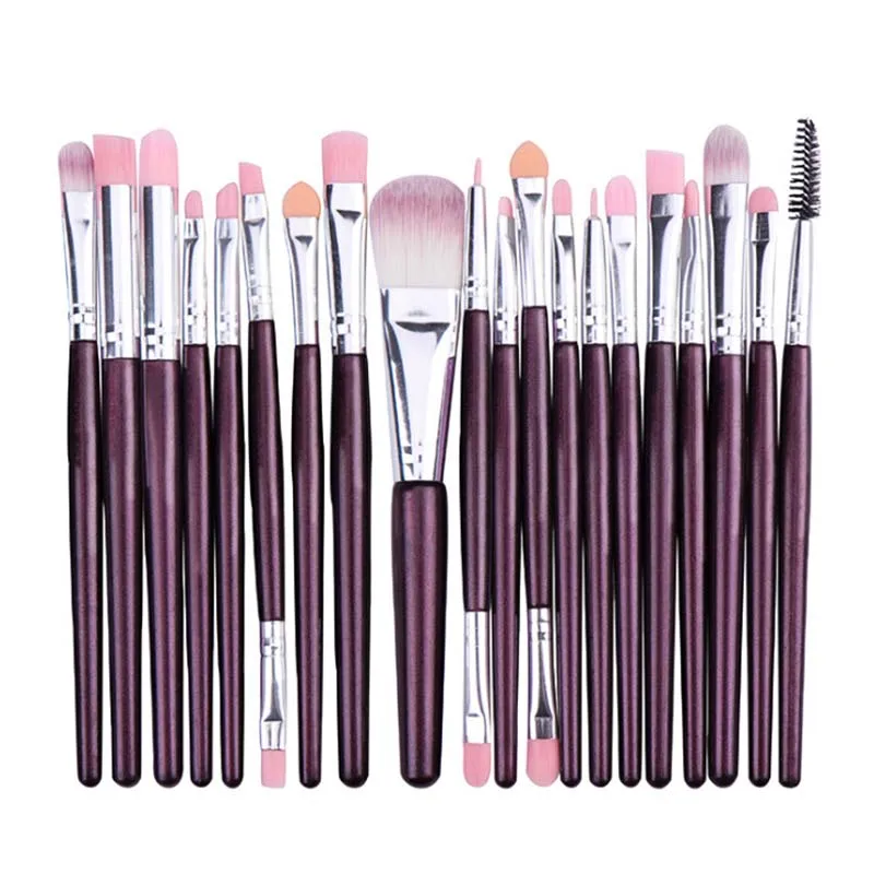 20purple 20 кистей для макияжа, набор для макияжа, кисть для теней, нейтральная кисть для глаз, кисть для лица с многофункциональной косметичкой - Handle Color: 20purple