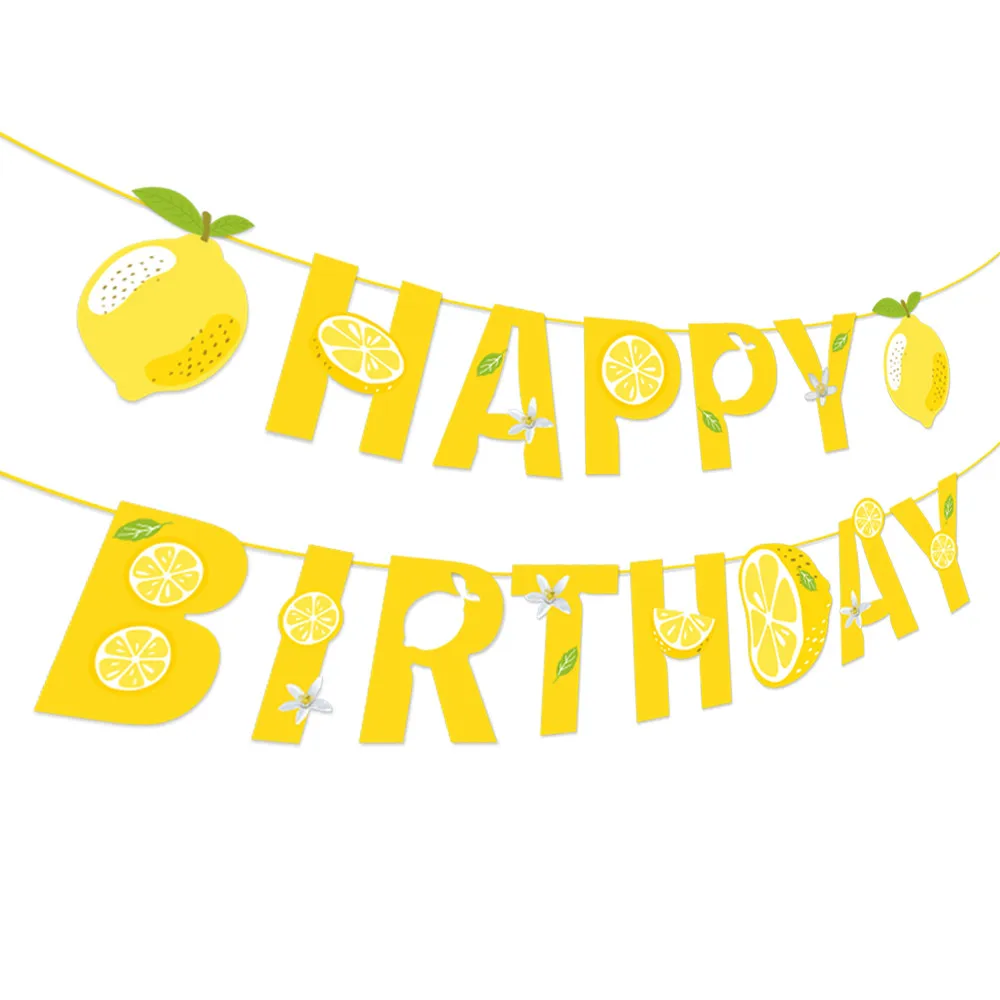 

Lemon Party Happy Birthday Banners Wall Hanging Bunting Kids Party Favors Baby Shower Party Decorations