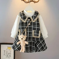 autumn winter girls dress cute dresses long sleeve chilren cute sweet baby lattice clothes 1 7y kids party clothing outfits 2022