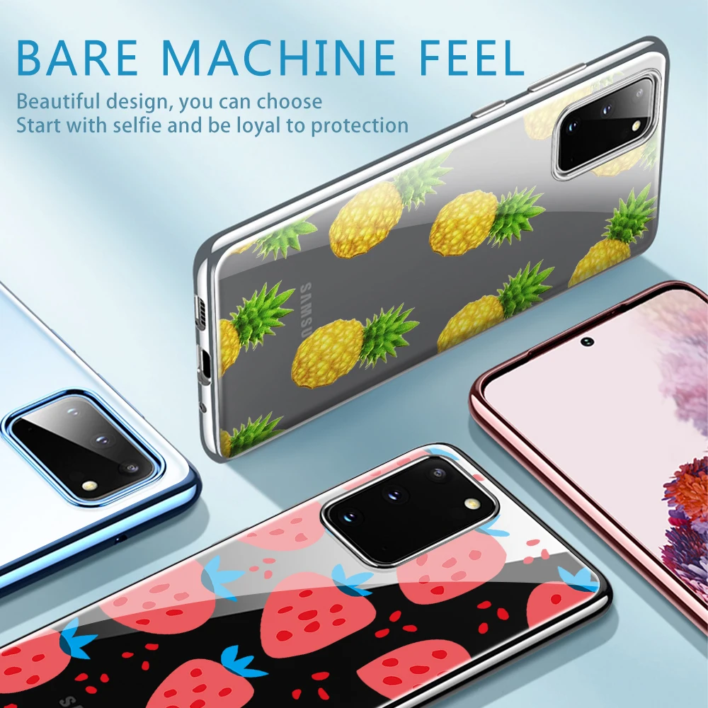 

Pineapple Strawberry Case for Samsung S21 S10 S9 S8 S20 Plus Ultra A51 A50 A71 A70 A20E A21S NOTE 20 10 9 8 Plus Soft TPU Fundas