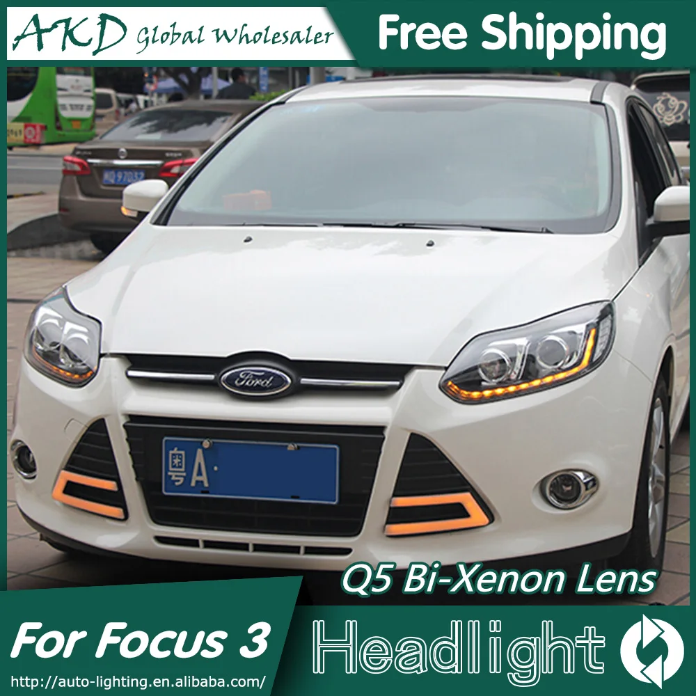 AKD автомобильный Стайлинг фары для Ford Focus 2012-2014 3 СВЕТОДИОДНЫЙ DRL биксеноновый