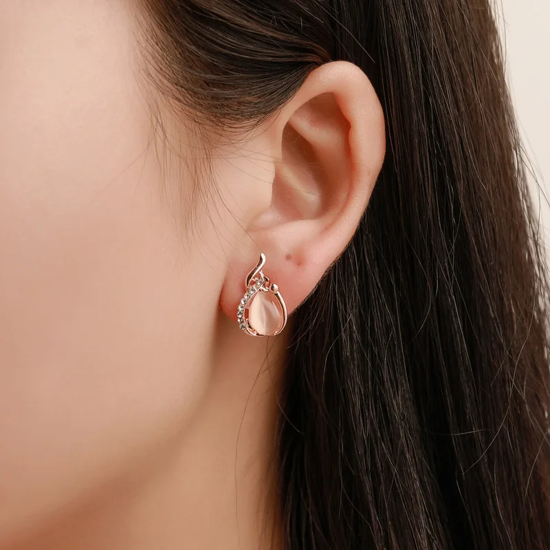 Стразы в форме капли ювелирный набор розовое золото ожерелье серьги Свадебные