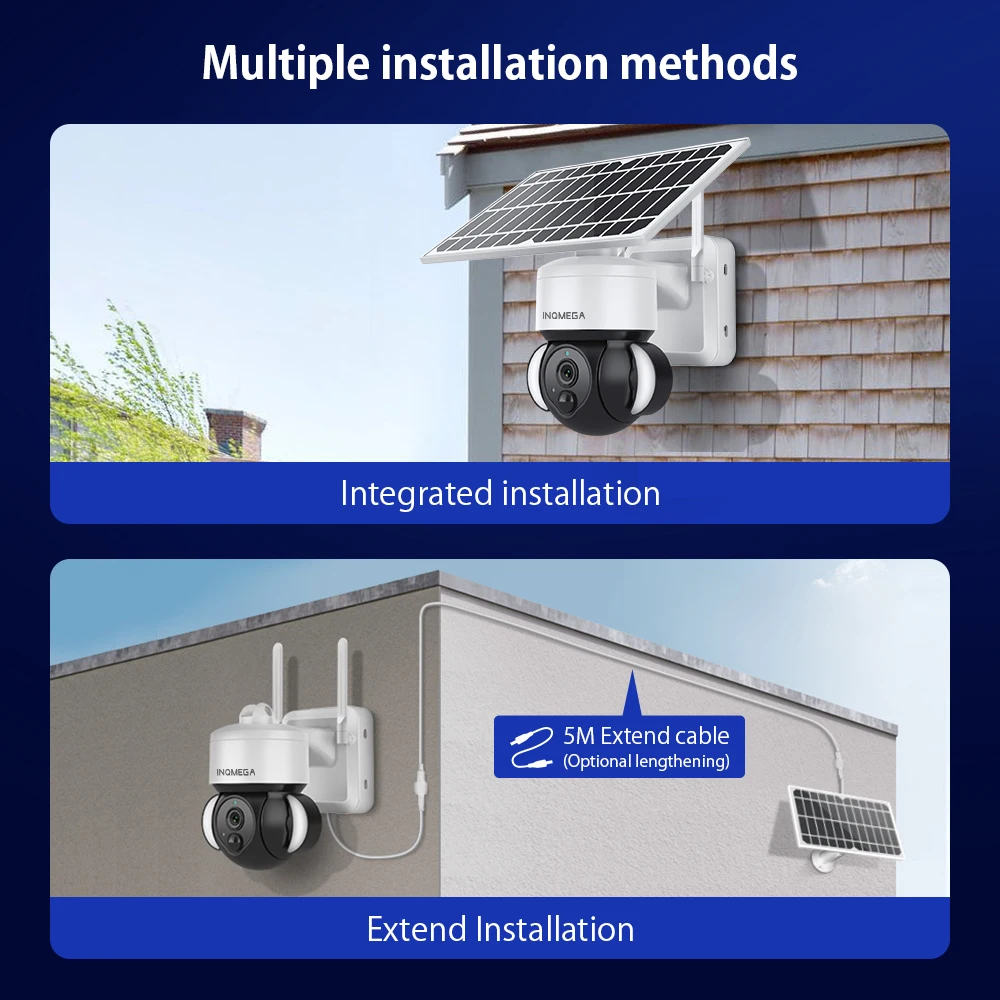 INQMEGA 4G SIM / WIFI Outdoor Solar Camera Wireless Video Surveillance with Fooldlight Security Detachable | Безопасность и защита