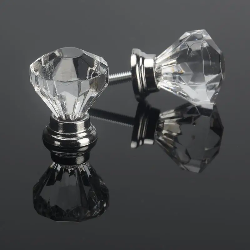 12 шт./компл. 30 мм Алмазный Форма дизайнерская прозрачная акриловая ручка шкаф с