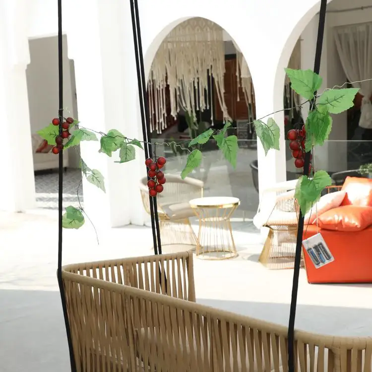 2 м 20 светодиодов имитация винограда листья лоза в Форме Розы бусины Гирлянда