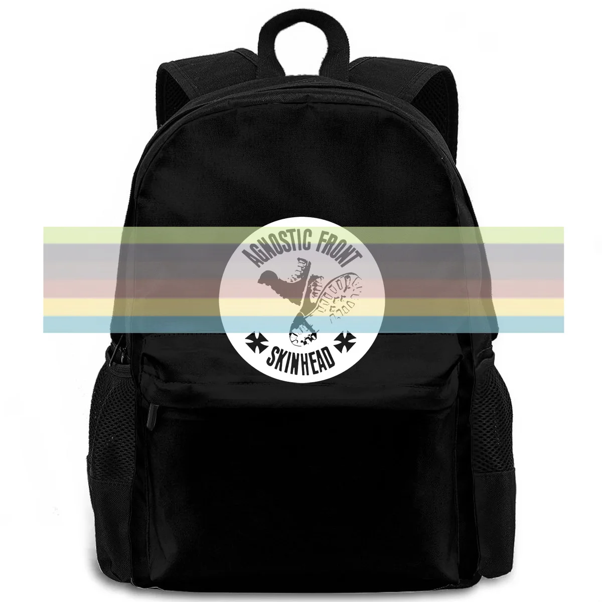 

AGNOSTIC FRONT SKINHEAD DESIGNER Retno WHITE Male Designing women men backpack laptop travel school adult student