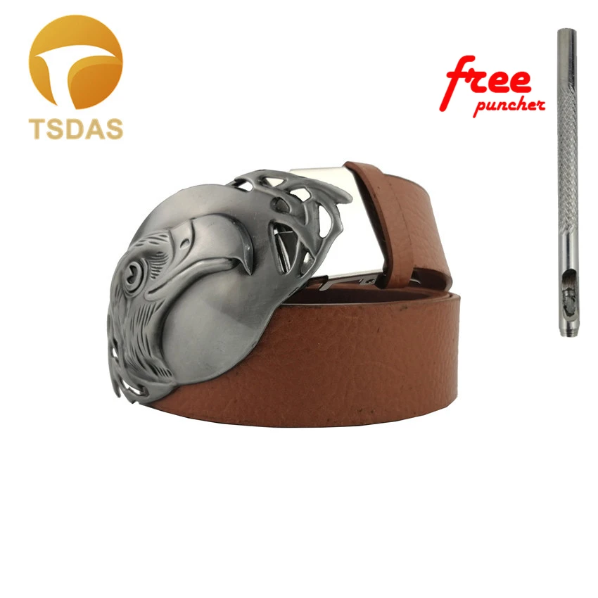 Роскошная мужская Новинка Серебряная голова Орла металлические пряжки для