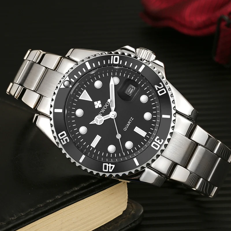 

WWOOR 2020 New Fashion Mens Watches Top Brand Luxury Full Steel 30m Waterproof Quartz Watch Men Sports Luminous Dive Wrist Watch