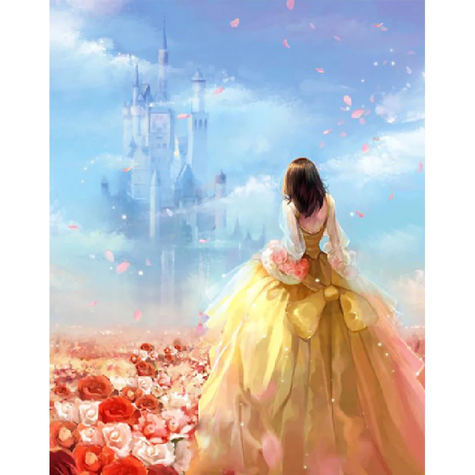 

SNA Princess Castle DIY Crystal painting use no frame full 5D round square diamond painting kits