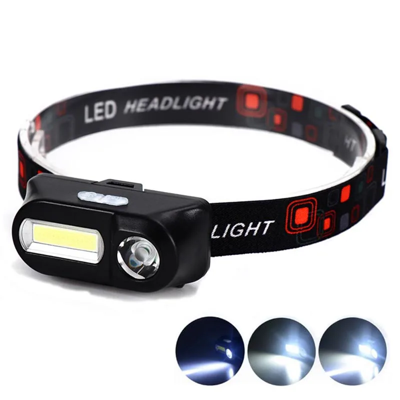 Мини-налобный фонарь Wasafire портативный светодиодный налобный XPE + COB с 6 режимами